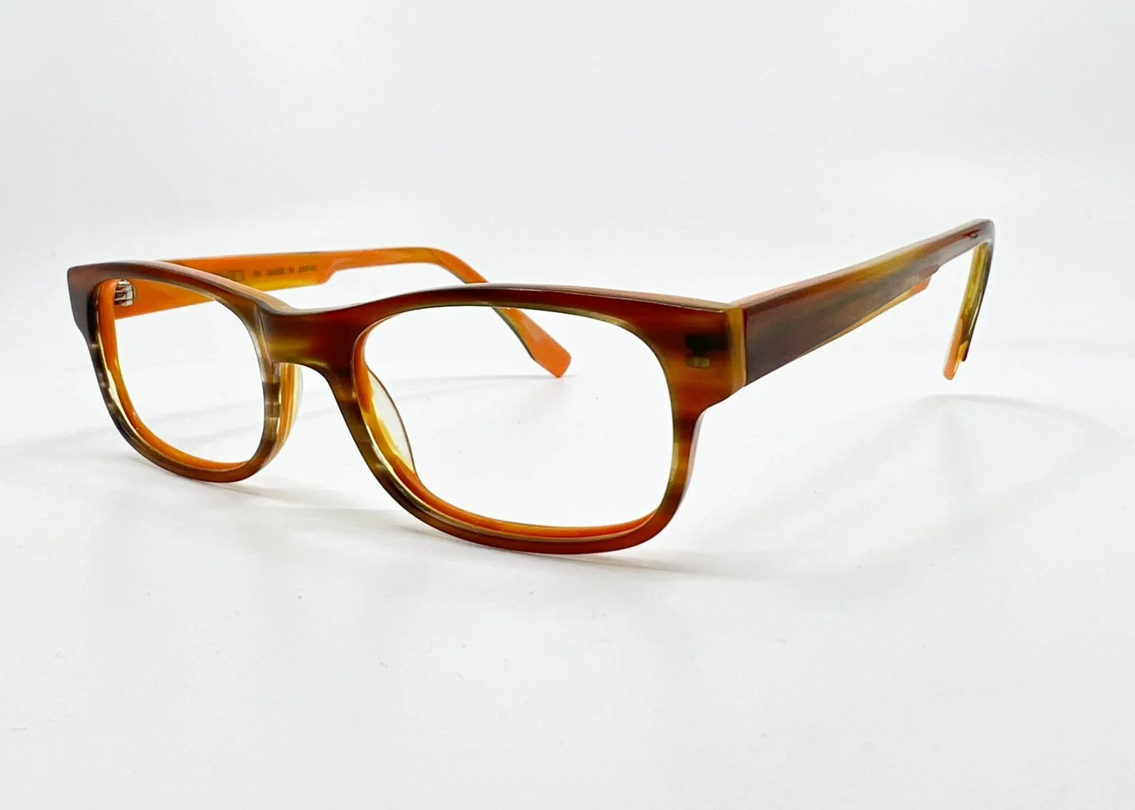 Bevel Eyeglasses Frames Brown Tortoise Beige White Round Full rim 42-25 H6912 2