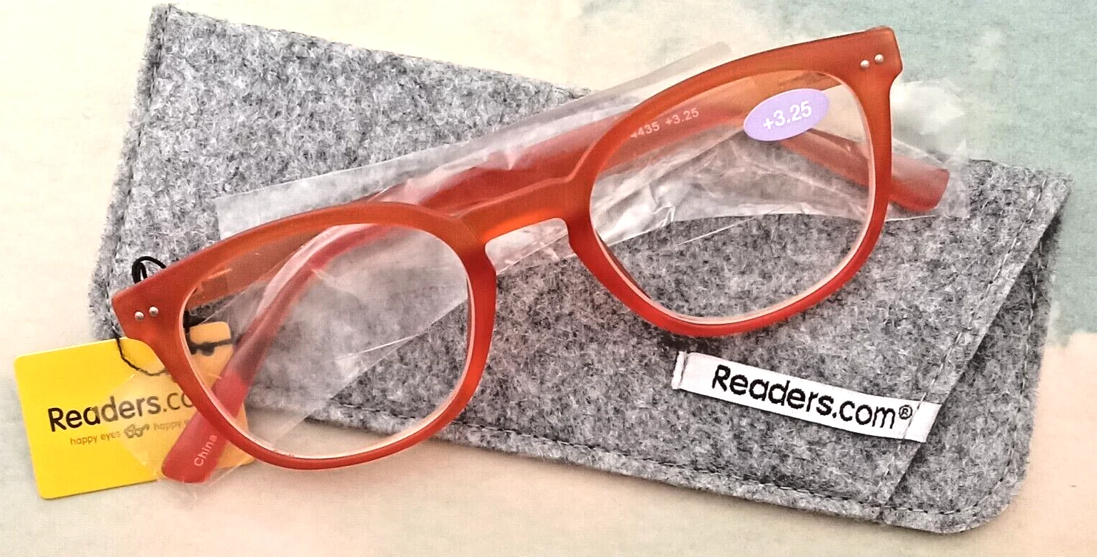 Bi-Focal Reading Glasses +3.25 - Orange Arlo Matte Frames, Readers.com, New