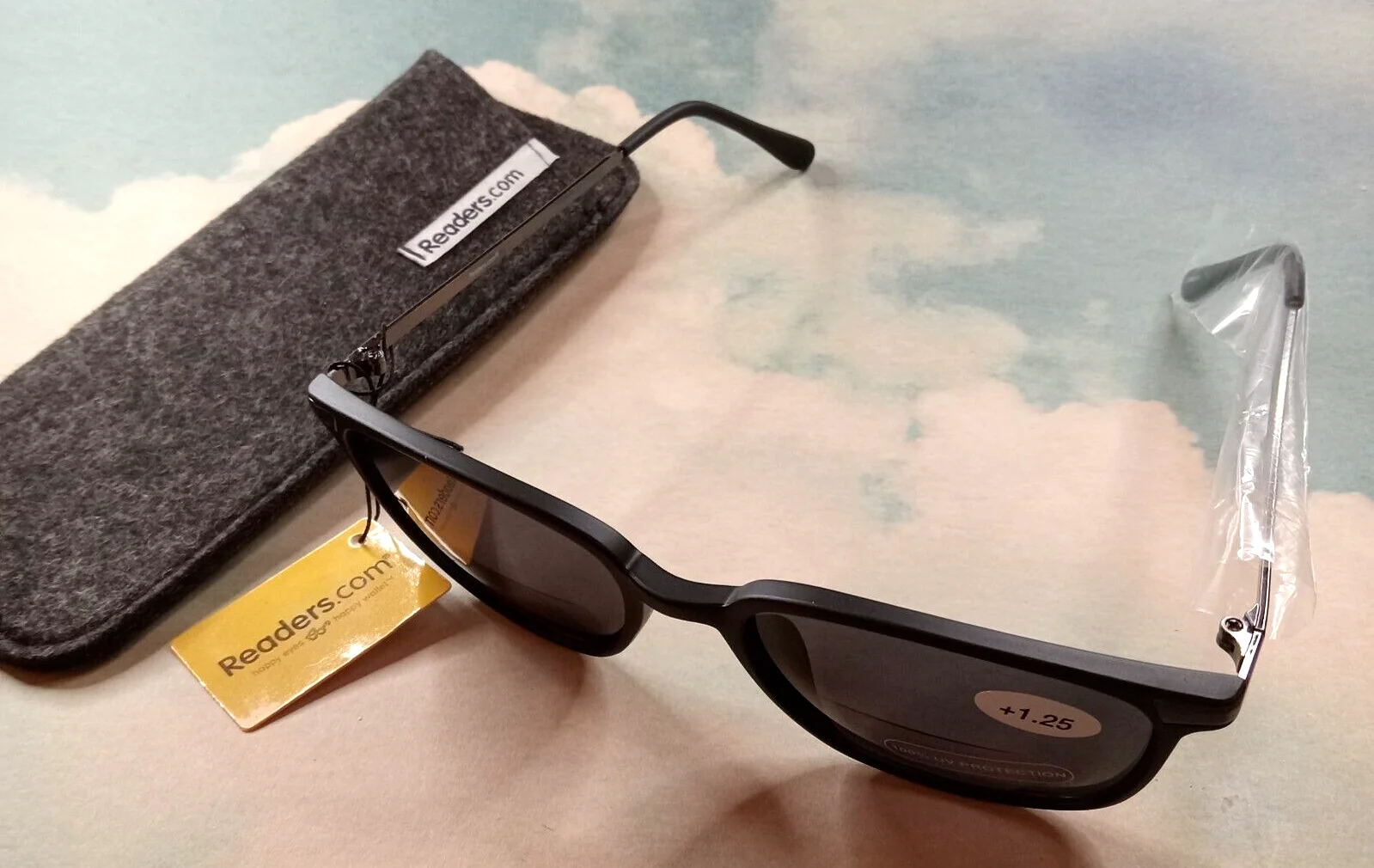Bi-Focal Reading Sunglasses +1.25, Black/Smoke Dodger Design, Readers.com 2