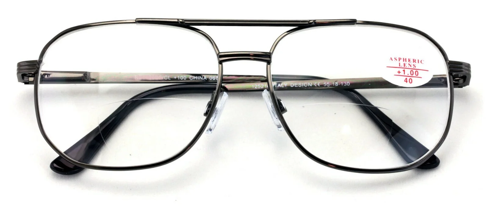 Bifocal Metal Aviator Reading Glasses Big Lens Spring Hinge Square Clear Reader