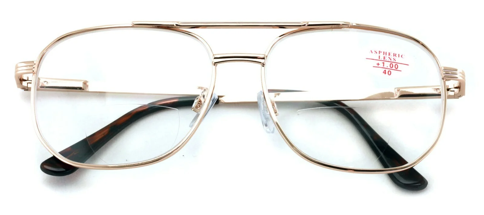 Bifocal Metal Aviator Reading Glasses Big Lens Spring Hinge Square Clear Reader 2