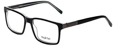 Big&Tall 14 by Vivid Spring Hinge 58 mm Designer Eyeglasses Black Crystal +3.50