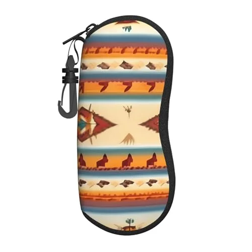 BKDODKS Native American Print Eyeglasses Frame Glasses Case Convenient Zipper Eye Glasses Case Soft Glasses Case
