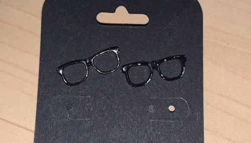Black Eyeglasses Stud Earrings 1