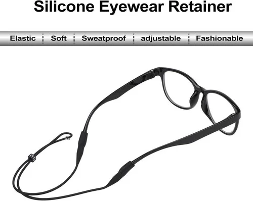 Black Glasses Strap Sunglasses Eyeglass Lanyard Holder Flex Silicone Adjustable