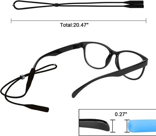 Black Glasses Strap Sunglasses Eyeglass Lanyard Holder Flex Silicone Adjustable 2