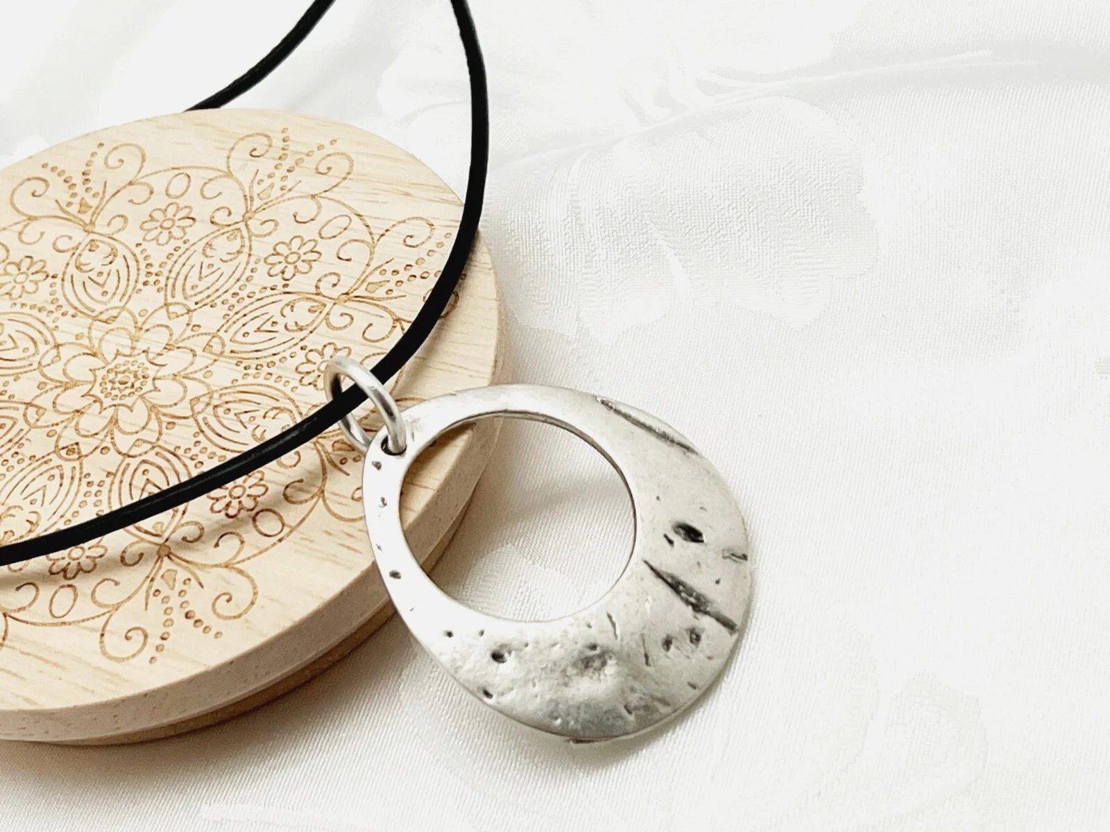 Black Leather Glasses Chain w Silver Teardrop Loop, Eyeglass Holder Necklace 2