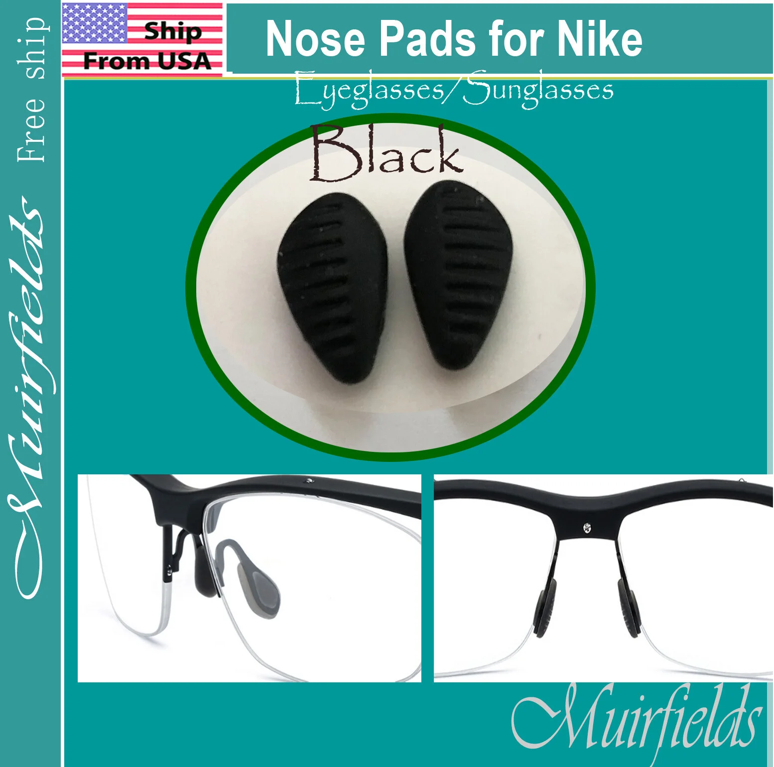 Black Nose Pads for Nike Eye Glasses Eyeglasses Sunglasses Glasses Silicone