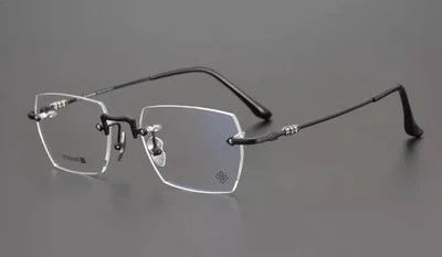 Black Rimless Rectangle Glasses Steve Jobs Style Square Eyeglass Frames Retro 3