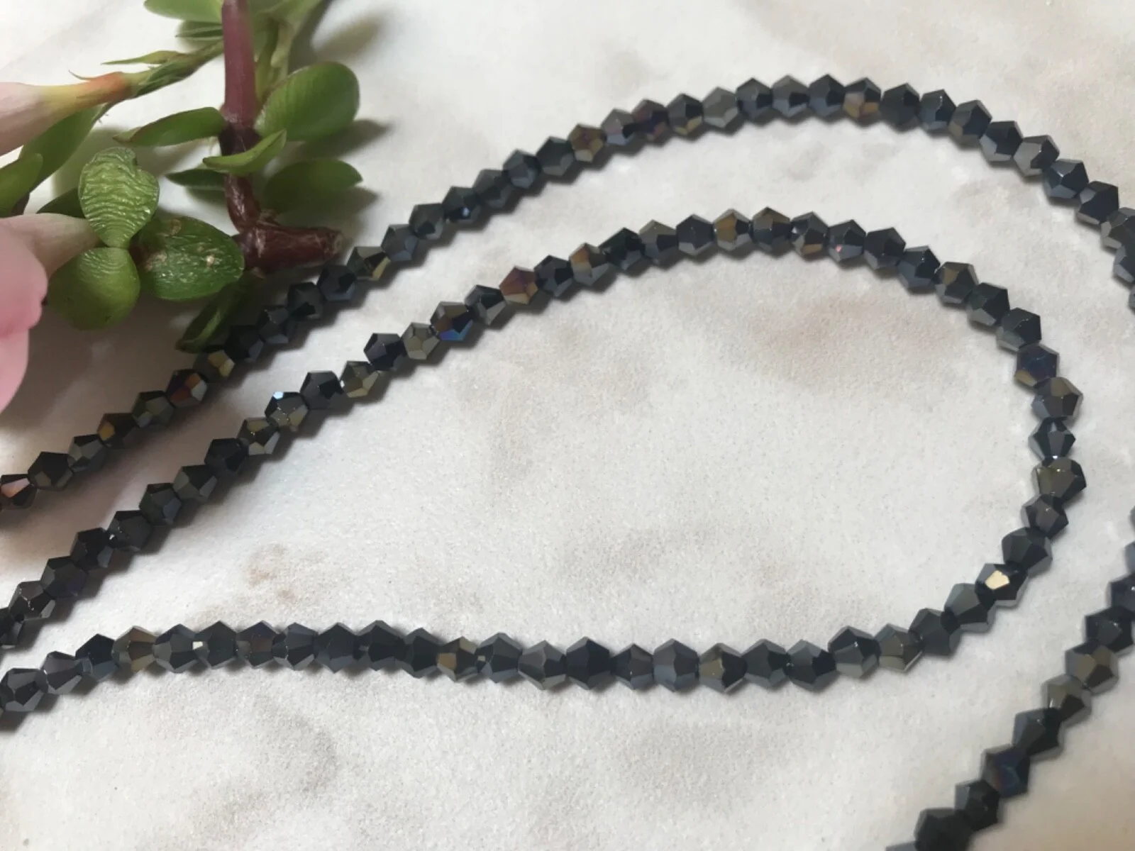 BLACK SHIMMER Czech Crystal Beaded Eyeglass Chain Petite, Reg, Extra Long USA 3