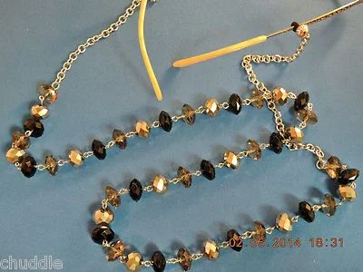 Black Silver Crystal Eyeglass Holder Necklace Chain CUSTOM LENGTH for PLUS SIZE 3