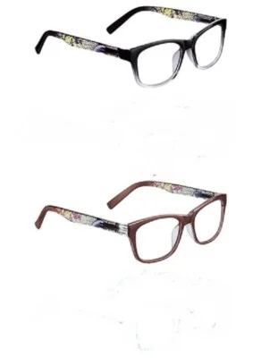 BLACK STAINED GLASS TEMPLES READERS EYE GLASSES Spring Hinges NEW 3.50