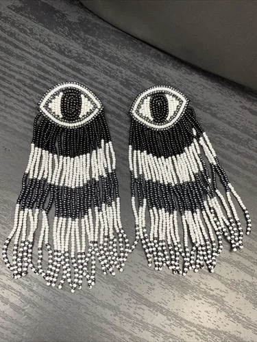 Black white Eye Glass Seed Pierced Earrings Boho Dangle Women Jewelry Fashion