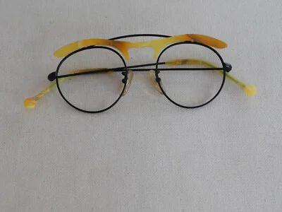 Black Yellow Plastic LA Eyeworks Eyeglass Frame Tojo 671 M 412 NO Lens