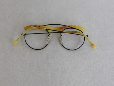 Black Yellow Plastic LA Eyeworks Eyeglass Frame Tojo 671 M 412 NO Lens 2