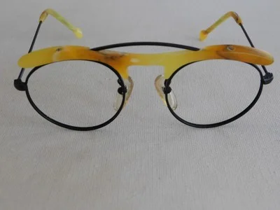 Black Yellow Plastic LA Eyeworks Eyeglass Frame Tojo 671 M 412 NO Lens 3