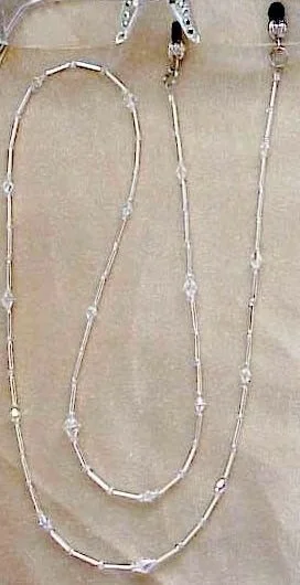 BLING EYEGLASS CHAIN WITH FINE AUSTRIAN CRYSTALS ! CHAIN ONLY SILVER OR GOLD !