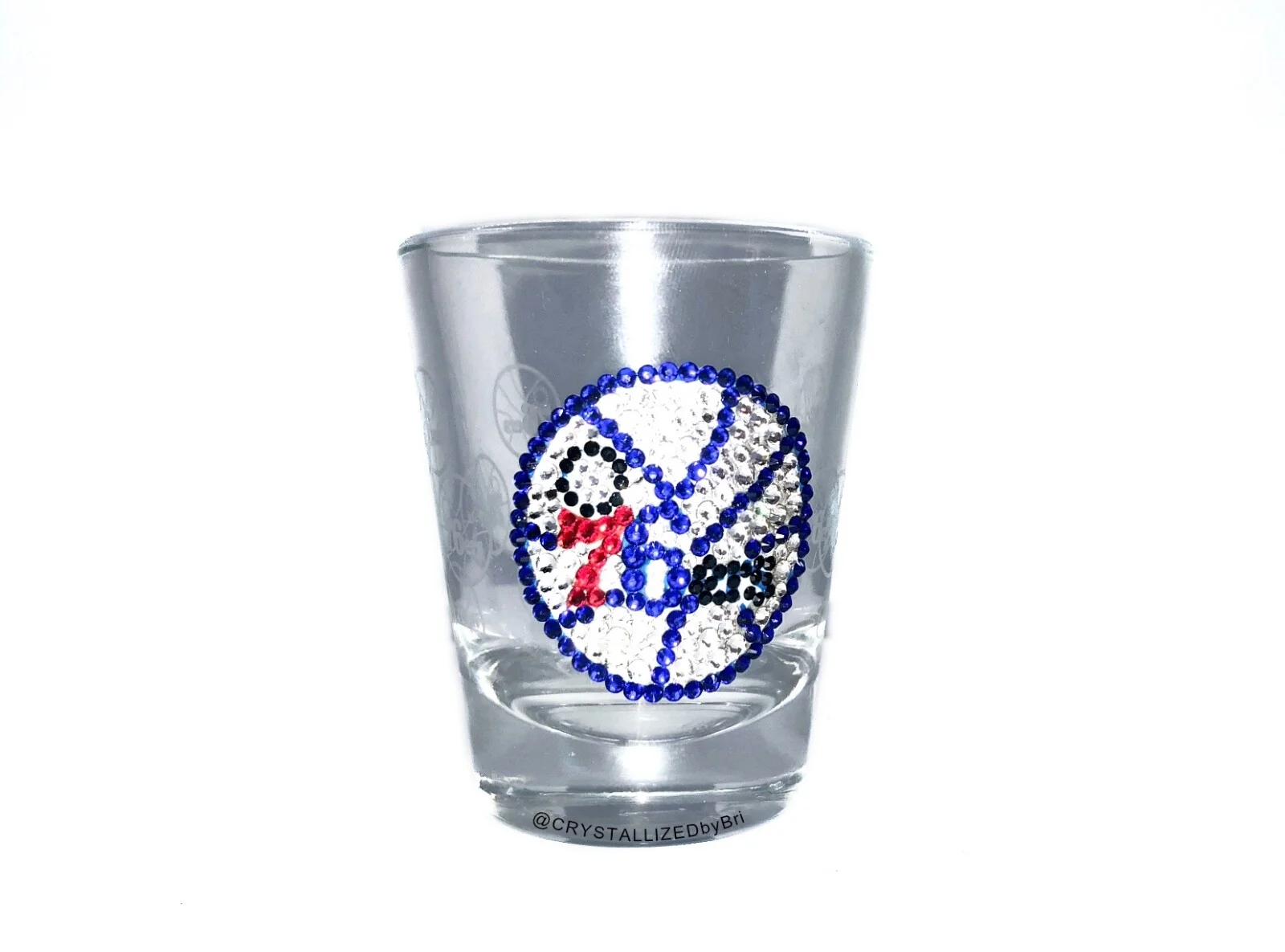 Bling Shot Glass AUSTRIAN CRYSTAL Any Basketball Team NBA 76ers Sports Bedazzled 2