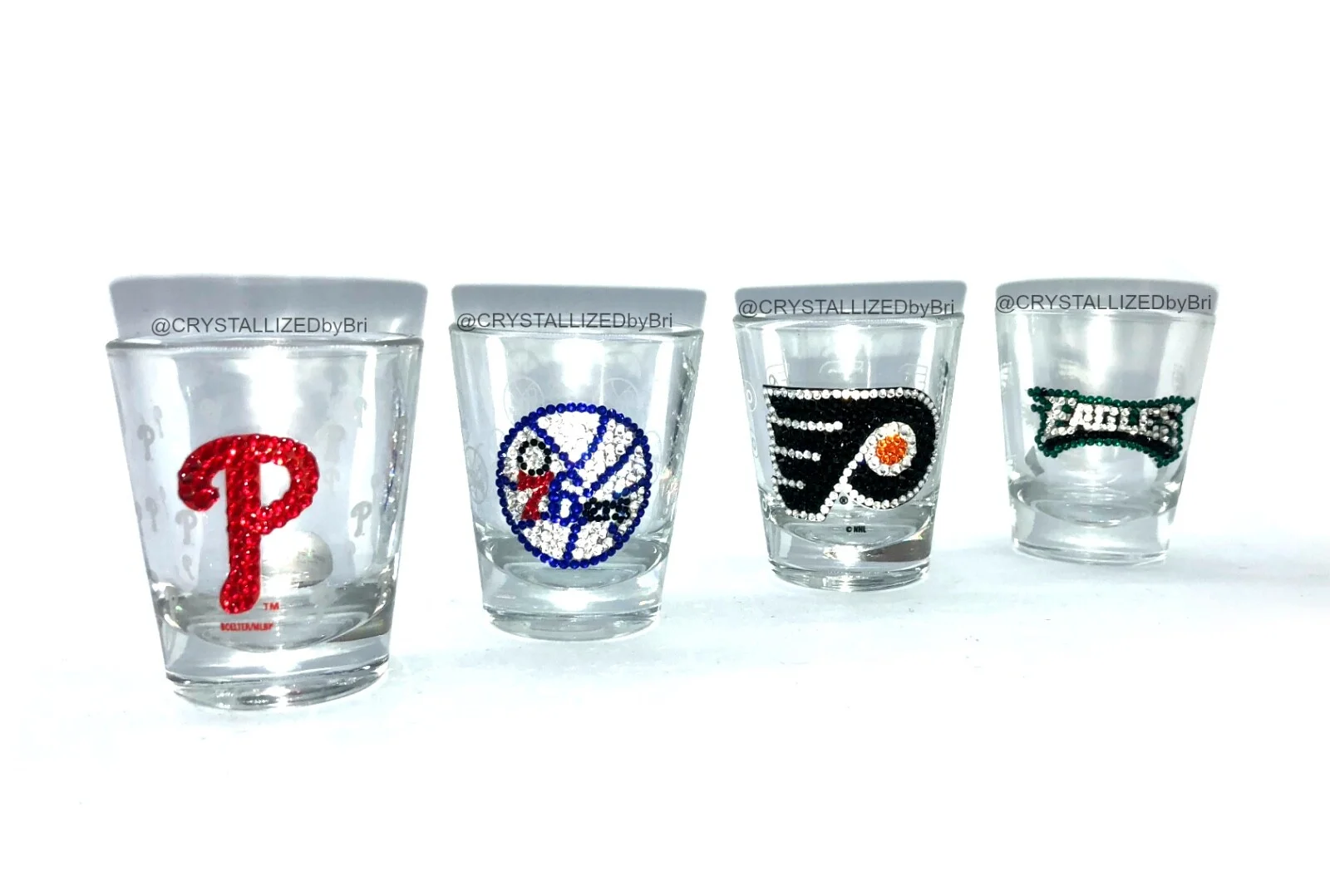 Bling Shot Glass AUSTRIAN CRYSTAL Any Basketball Team NBA 76ers Sports Bedazzled 3