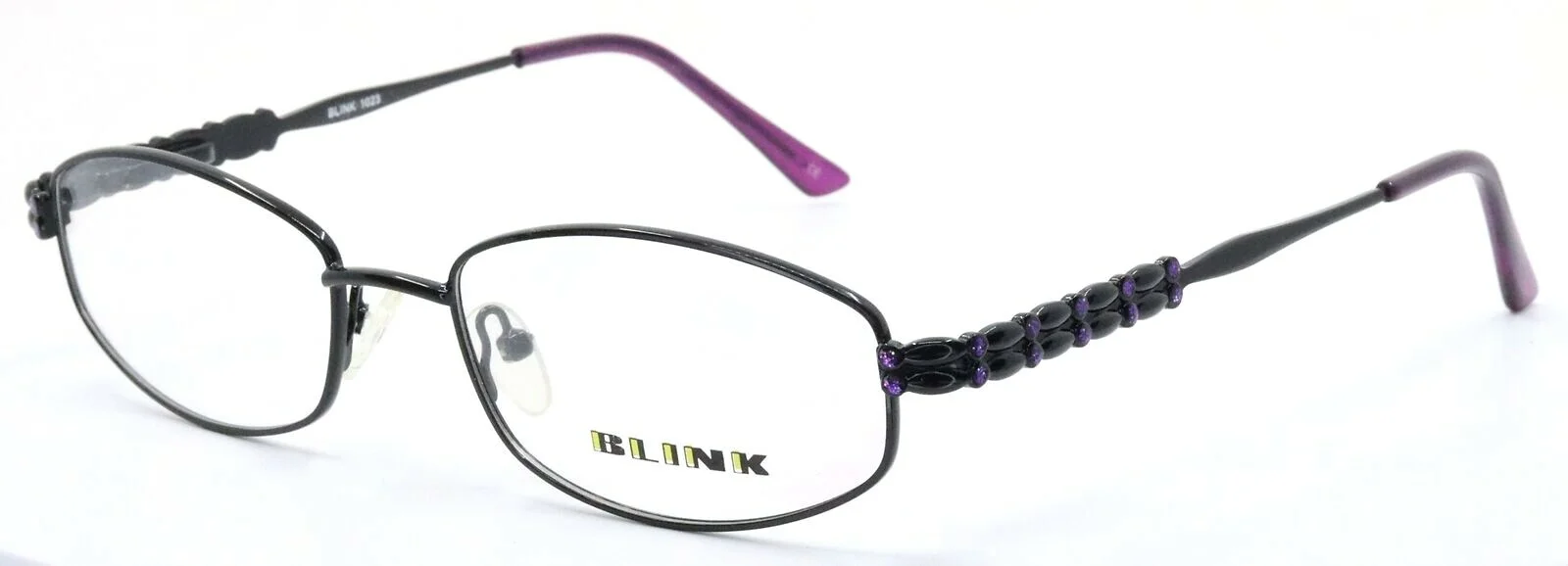 BLINK 1023 C1 Black Purple Oval Full Rim Womens Eyeglasses Frames 53-17-135 1