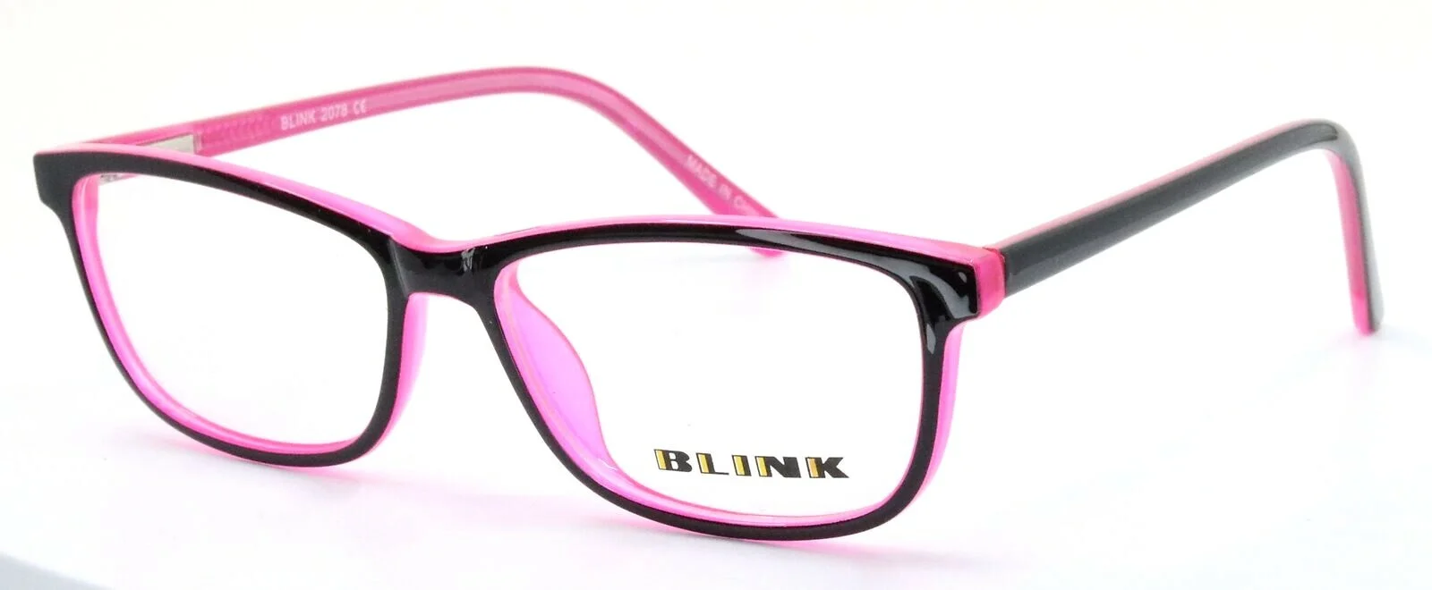 BLINK 2078 C03 Black Pink Girls Rectangular Full Rim Eyeglasses Frames 49-16-130 1