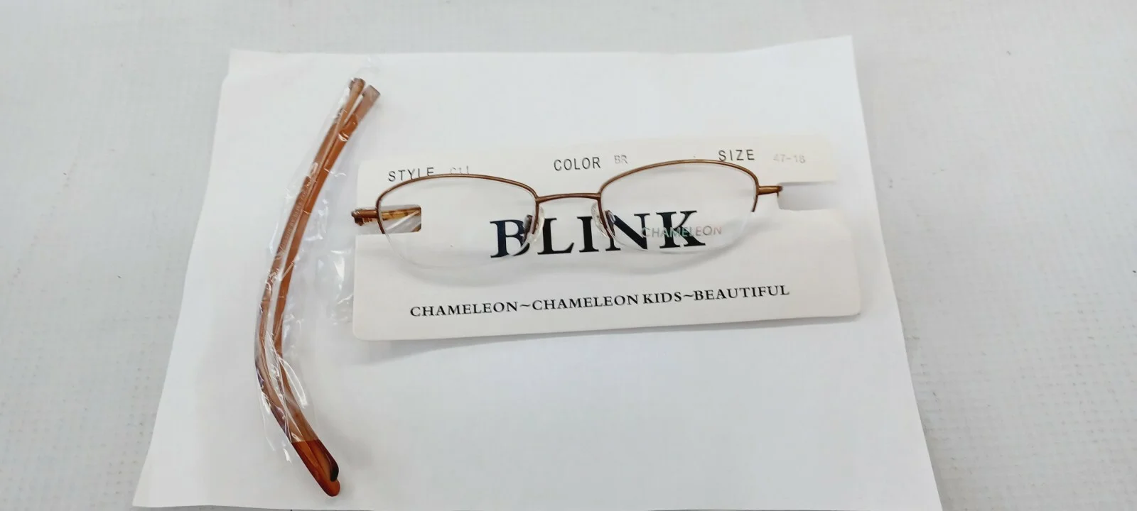 BLINK Chameleon Eyeglasses C11 brown interchangeable temple NEW 47-18 kid child 2