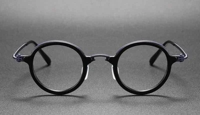 Blue Black P3 Panto Eyeglasses Frames Titanium Round Glasses Sunglasses 2