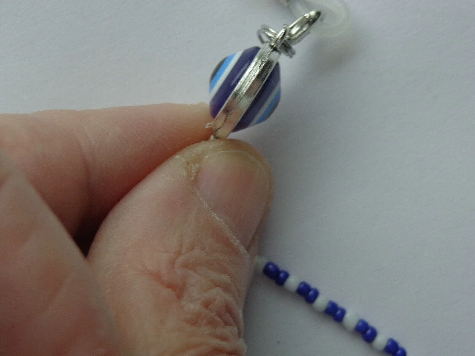 BLUE DOUBLE SIDED EVIL EYE PROTECTION BEADED EYEGLASS HOLDER NECKLACE CHAIN 2