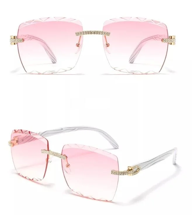 Blue Lens Elegant Christal Diamond Classic Sunglasses EyeGlasses Eyewear Shades 2