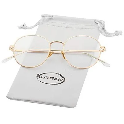 Blue Light Blocking Glasses for Women Men Stylish Round 50 Millimeters A2 Gold