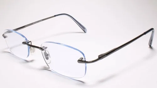 Blue Tinted Lens Modern Rectangle Rimless 1.00 Reading Sun Glasses - MODEL2071 2
