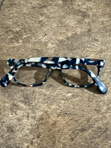 Blue/Off White Marble Adult Full Frame Acetate Eyeglasses Frames 47-17-136 2