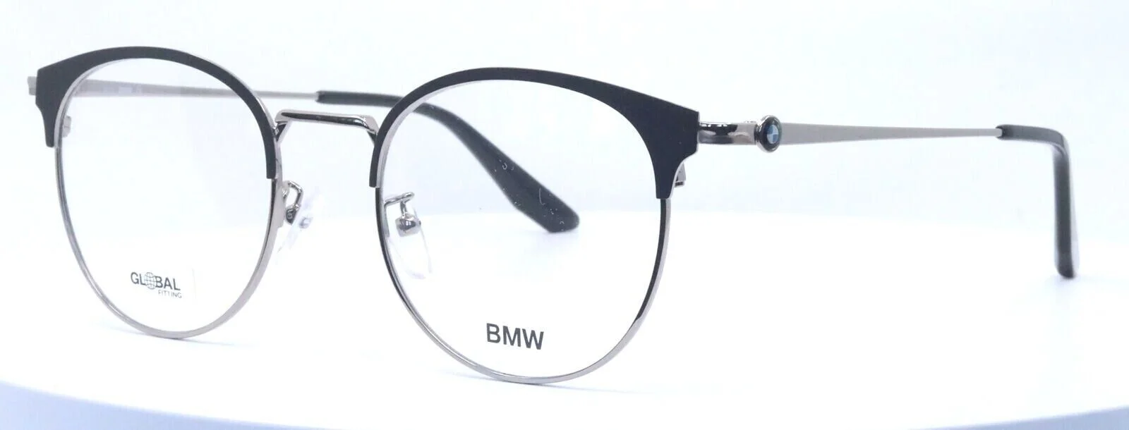 BMW BW5010 014 Shiny Light Ruthenium Round Mens Full Rim Eyeglasses 51-21-150