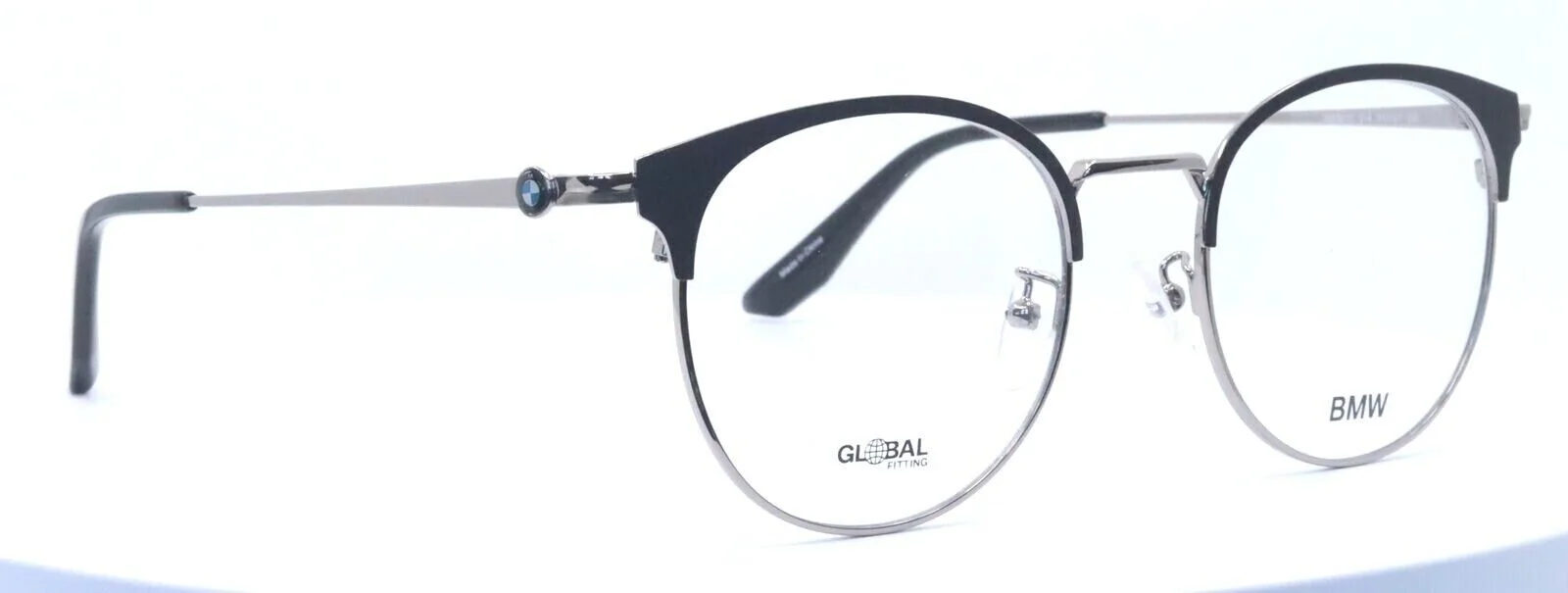 BMW BW5010 014 Shiny Light Ruthenium Round Mens Full Rim Eyeglasses 51-21-150 3