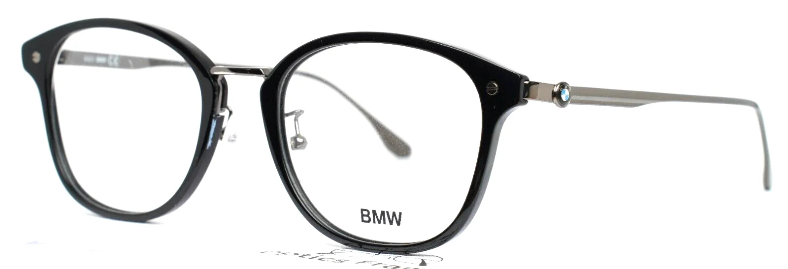 BMW BW5013 001 Shiny Black Mens Round Full Rim Eyeglasses 53-21-145 B:43