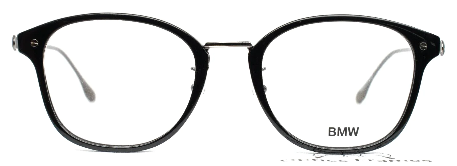 BMW BW5013 001 Shiny Black Mens Round Full Rim Eyeglasses 53-21-145 B:43 2