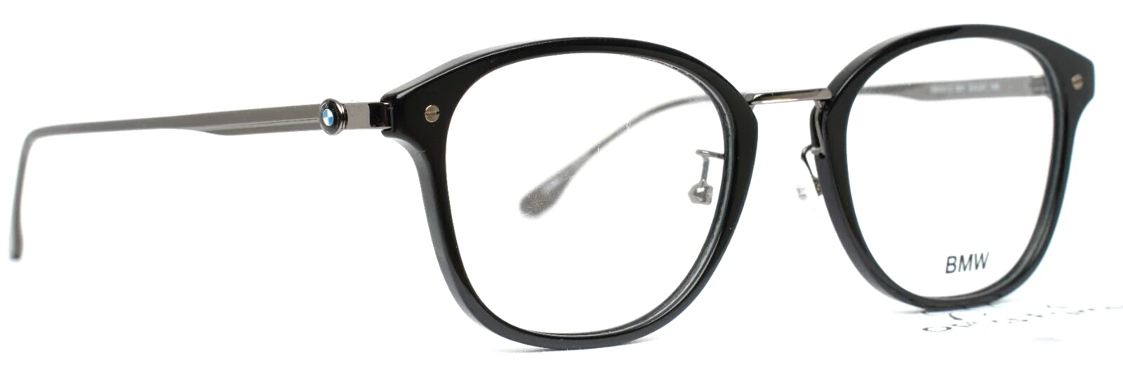 BMW BW5013 001 Shiny Black Mens Round Full Rim Eyeglasses 53-21-145 B:43 3