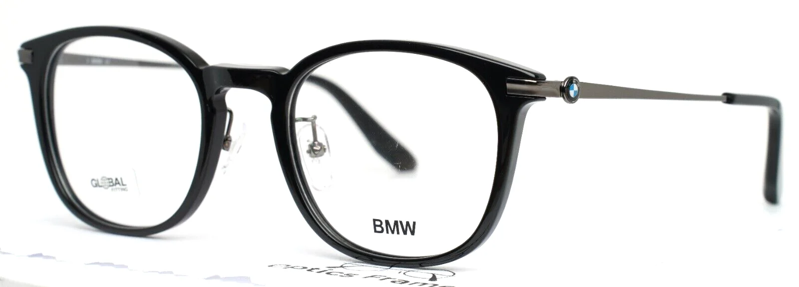 BMW BW5021 001 Shiny Black Unisex Round Full Rim Eyeglasses 52-22-145 B:44