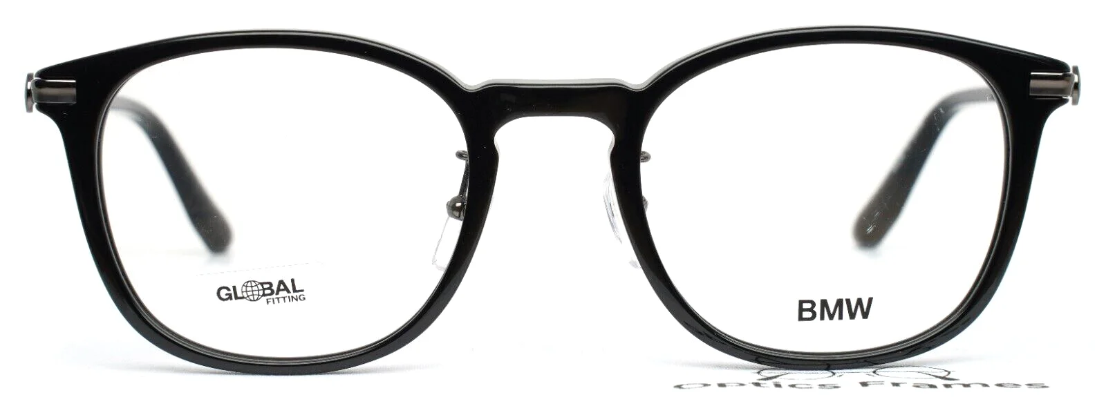 BMW BW5021 001 Shiny Black Unisex Round Full Rim Eyeglasses 52-22-145 B:44 2