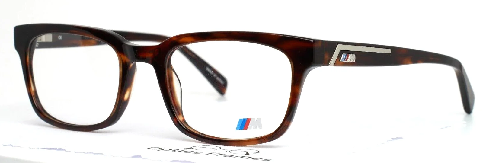 BMW M1005 10 Demi Amber Mens Rectangle Full Rim Eyeglasses 52-20-140 B:36