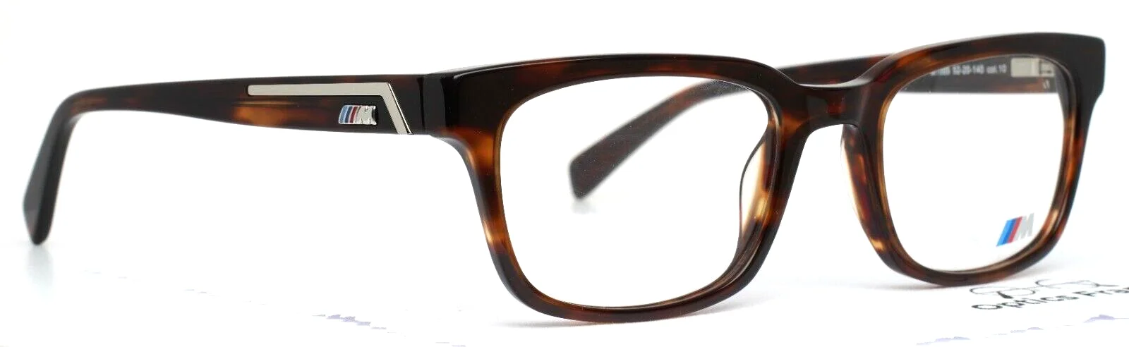 BMW M1005 10 Demi Amber Mens Rectangle Full Rim Eyeglasses 52-20-140 B:36 3