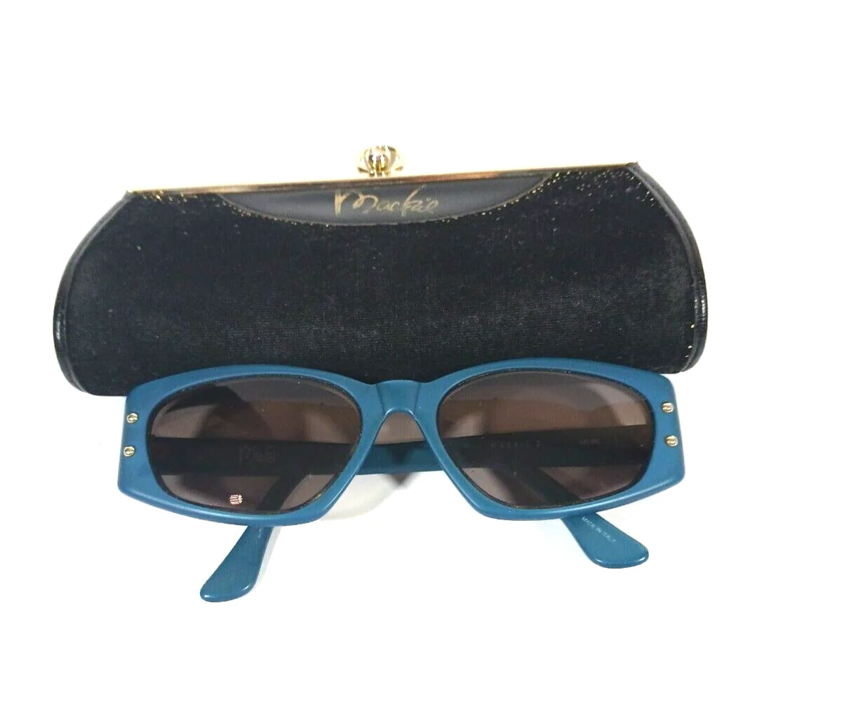 Bob Mackie Vintage Womens Eyeglasses Frames Blue Acrylic with Case Italy
