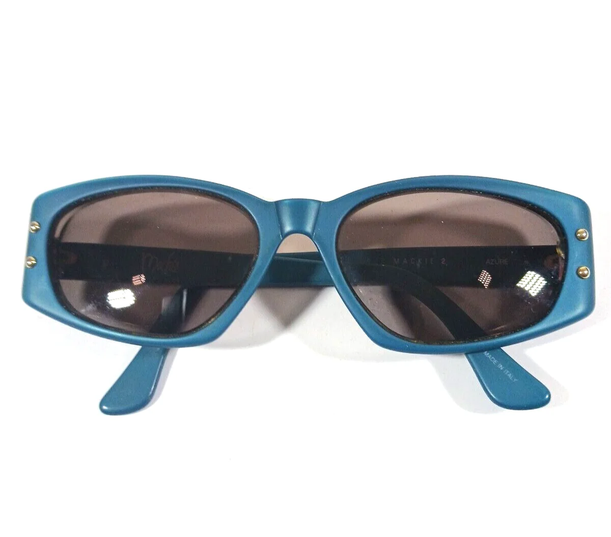 Bob Mackie Vintage Womens Eyeglasses Frames Blue Acrylic with Case Italy 2