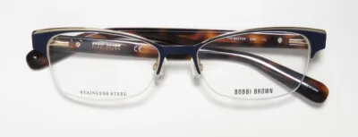 BOBBI BROWN THE BAXTER SEMI MATE NAVY/TORTOISE CAT EYE WORK/OFFICE EYEGLASSES 2