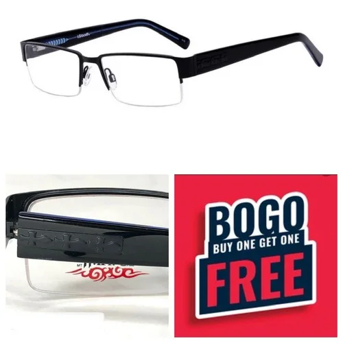 BOGO! iSTAMP Mens Matte Black Blue FRAMES Eyeglasses XP 616M 54-17-140 Demo
