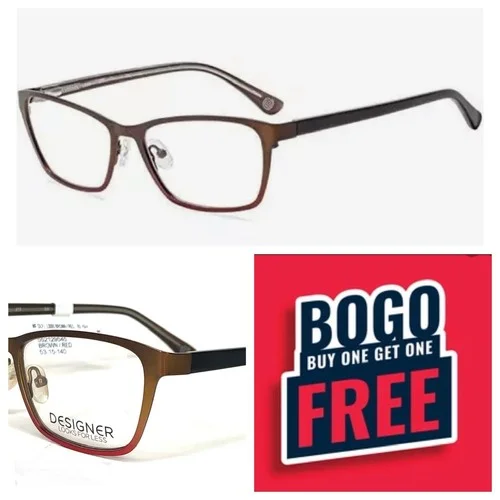 BOGO! Trend by DNA Brown Red Eyeglasses L3005 53-15-140 FRAMES Demo Lens $54