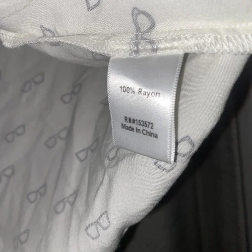 Bohme Women Button-Up Shirt 100% Rayon Eyeglasses Print White & Black Sz XS 4