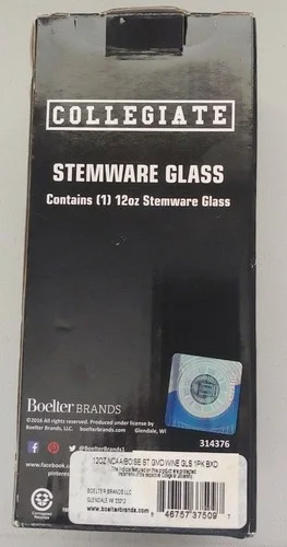 Boise State Broncos Collegiate 12 Oz. Stemware Glass, NEW IN BOX! 2