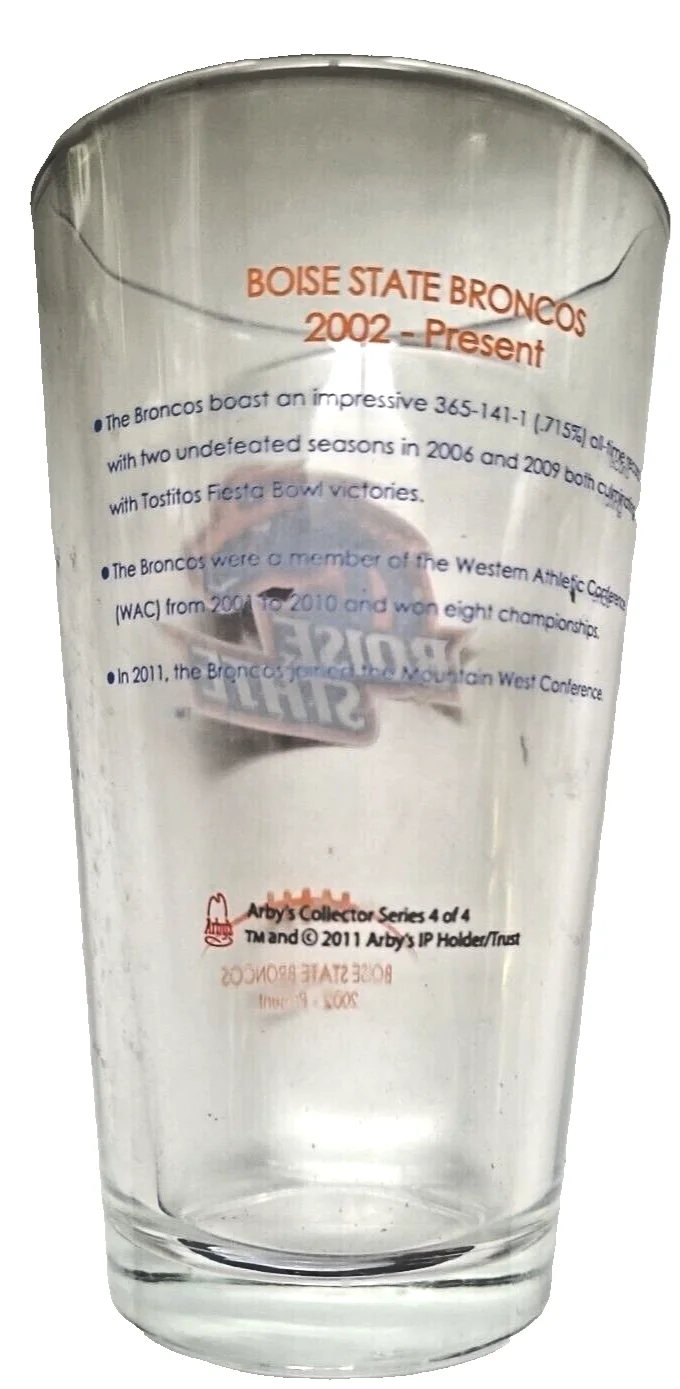 Boise State Broncos NCAA Arby’s Collector Series 2012 Pint/16 oz Glass #3 of 3 4
