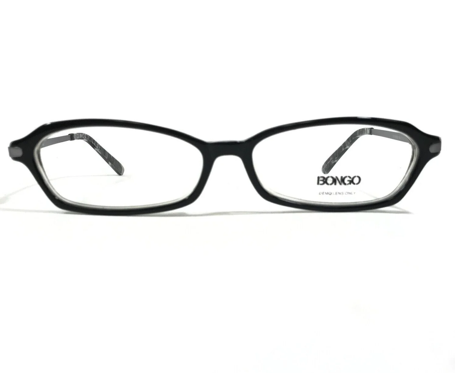 Bongo B Wedge BLK Eyeglasses Frames Black Silver Rectangular Full Rim 51-14-135